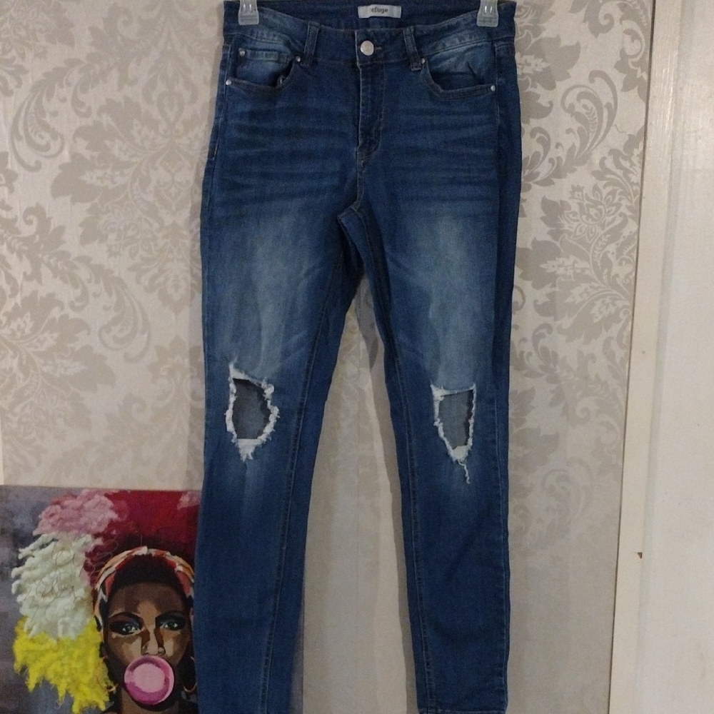 Refuge Blue Skinny Jeans with Distressed Details